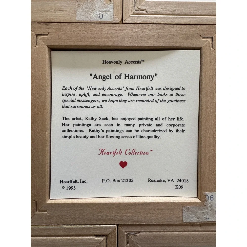 Vintage 1993 Heartfelt Heavenly Accents Kathy Seek Mini Angel Framed Art Set 5